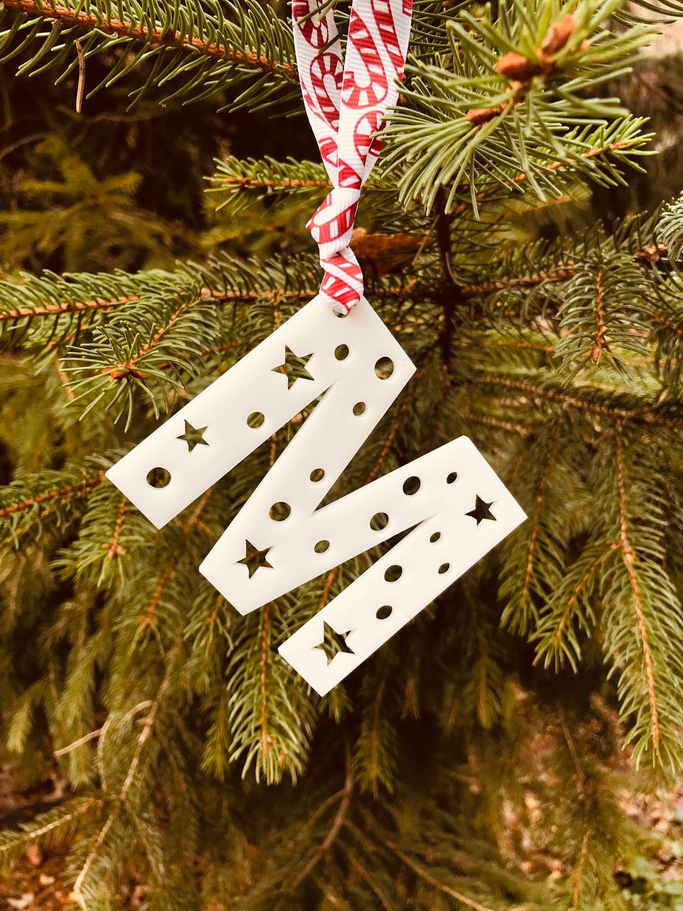 Letras iniciales blancas de navidad para colgar