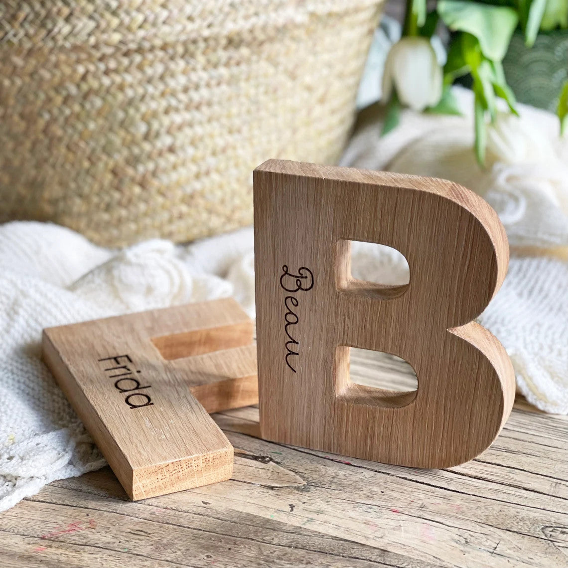 Letras personalizadas de Roble natural