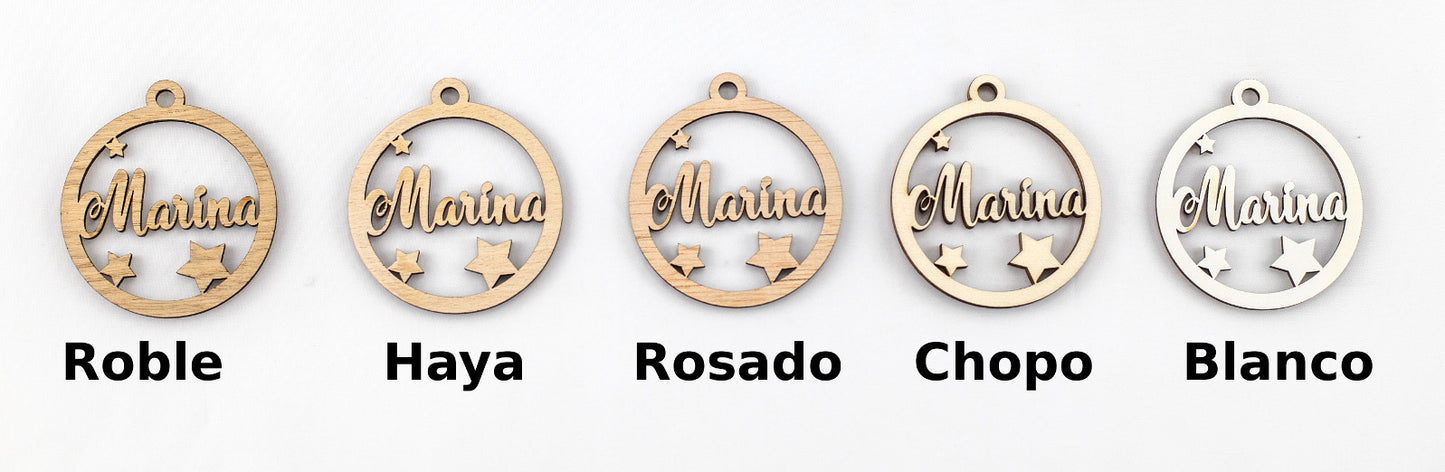 Bolas de navidad de madera personalizadas con nombre