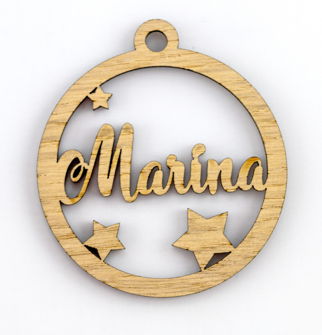 Bolas de navidad de madera personalizadas con nombre