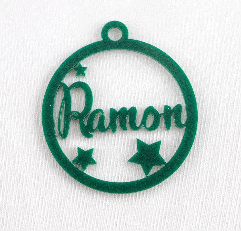 Bolas de navidad personalizadas de metacrilato con nombre