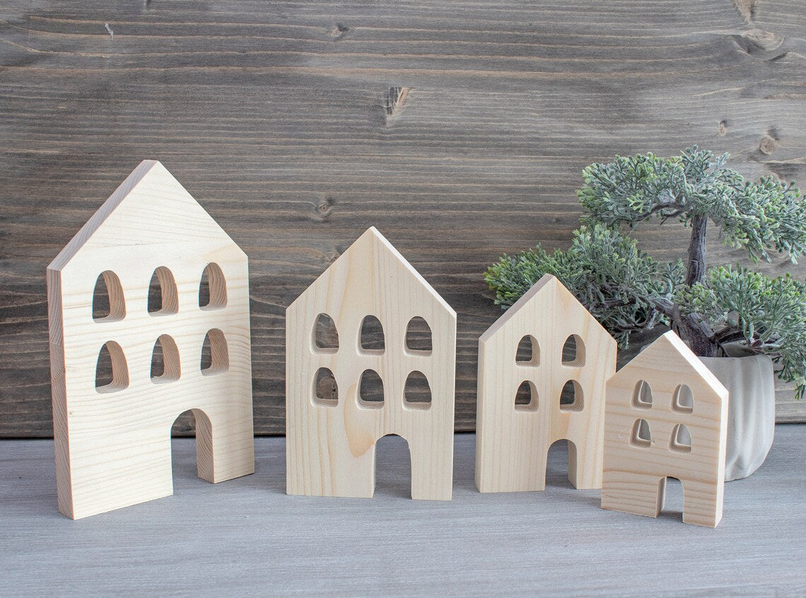 Casas decorativos de madera natural