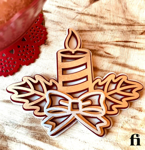 Vela navideña de madera para decorar