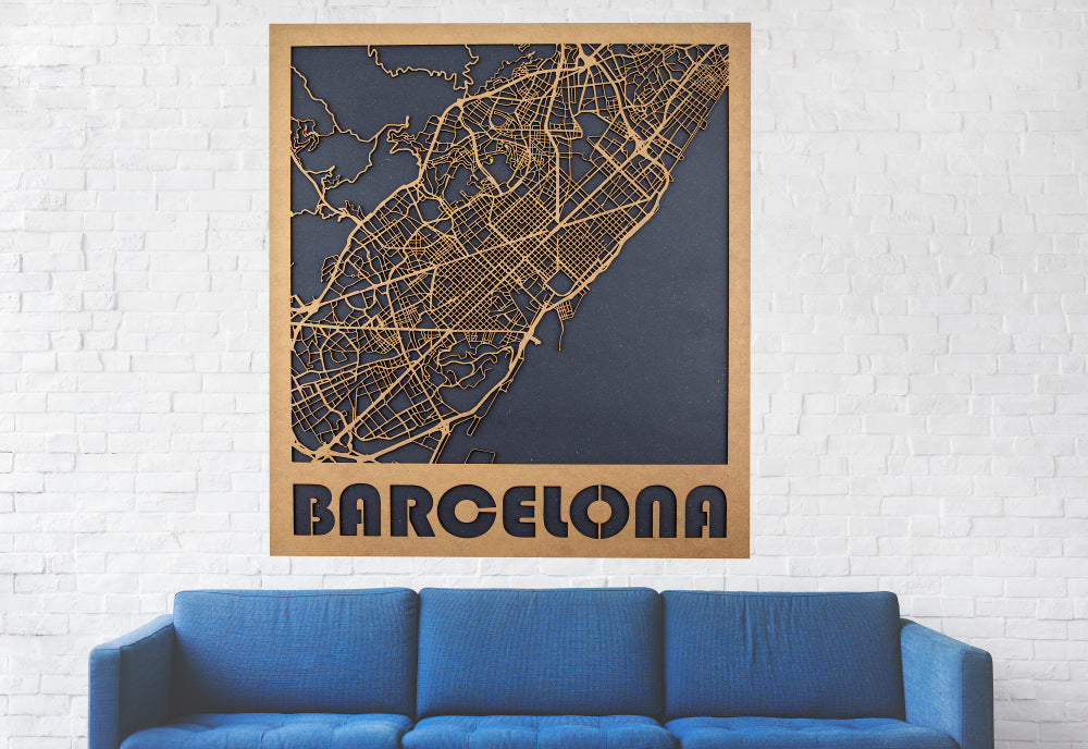 Callejeros de madera de Madrid y Barcelona