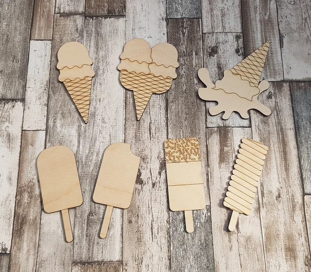 Siluetas de helados de madera