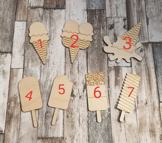 Siluetas de helados de madera