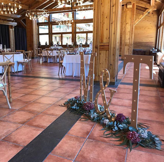 Letras blancas y de madera iluminadas de 1 m / 100 cm para bodas