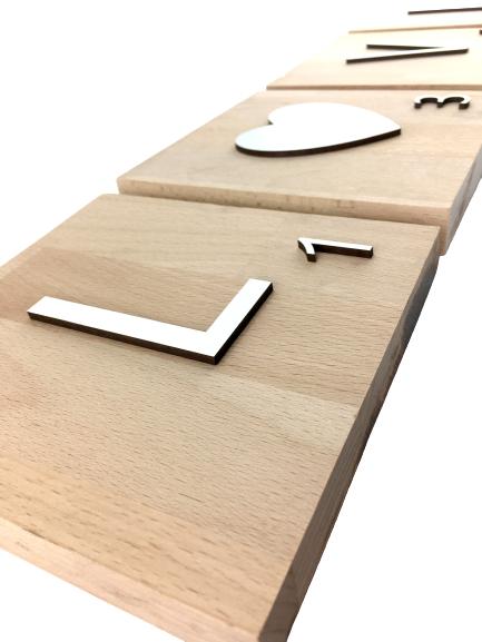 Letras decorativas Scrabble grandes de madera natural