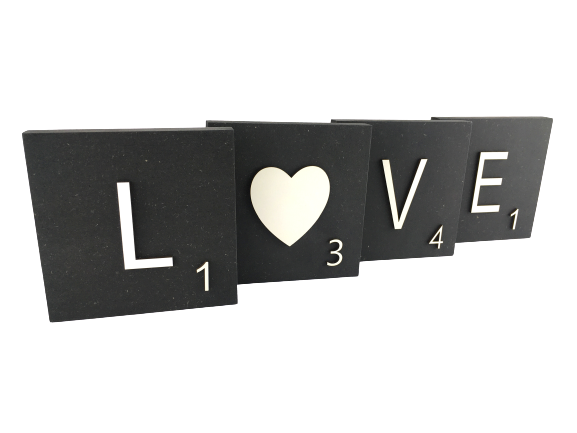 Letras decorativas Scrabble grandes de madera natural