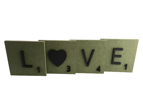 Letras decorativas Scrabble grandes de madera natural
