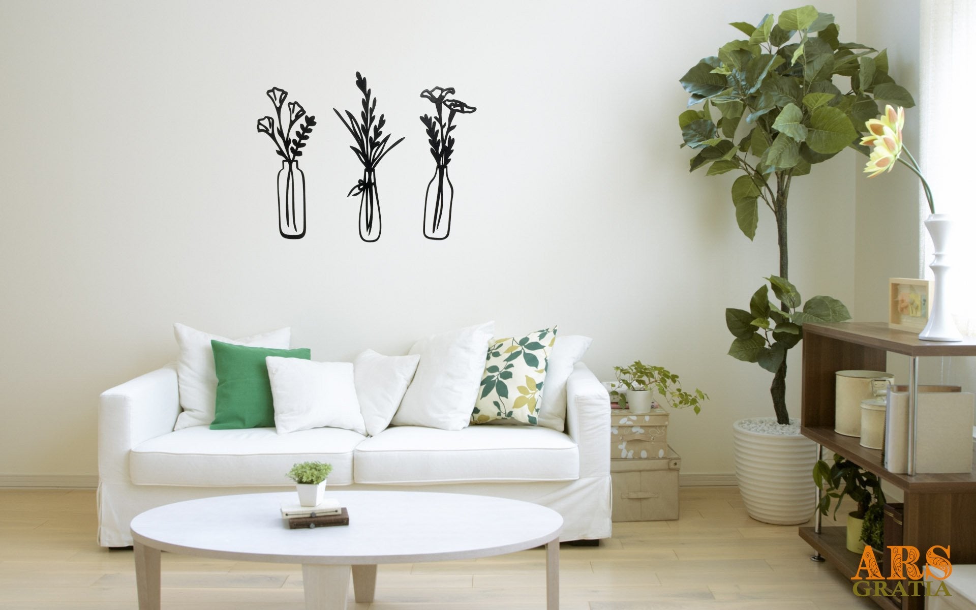 Decoración moderna y natural con flores ecas de madera