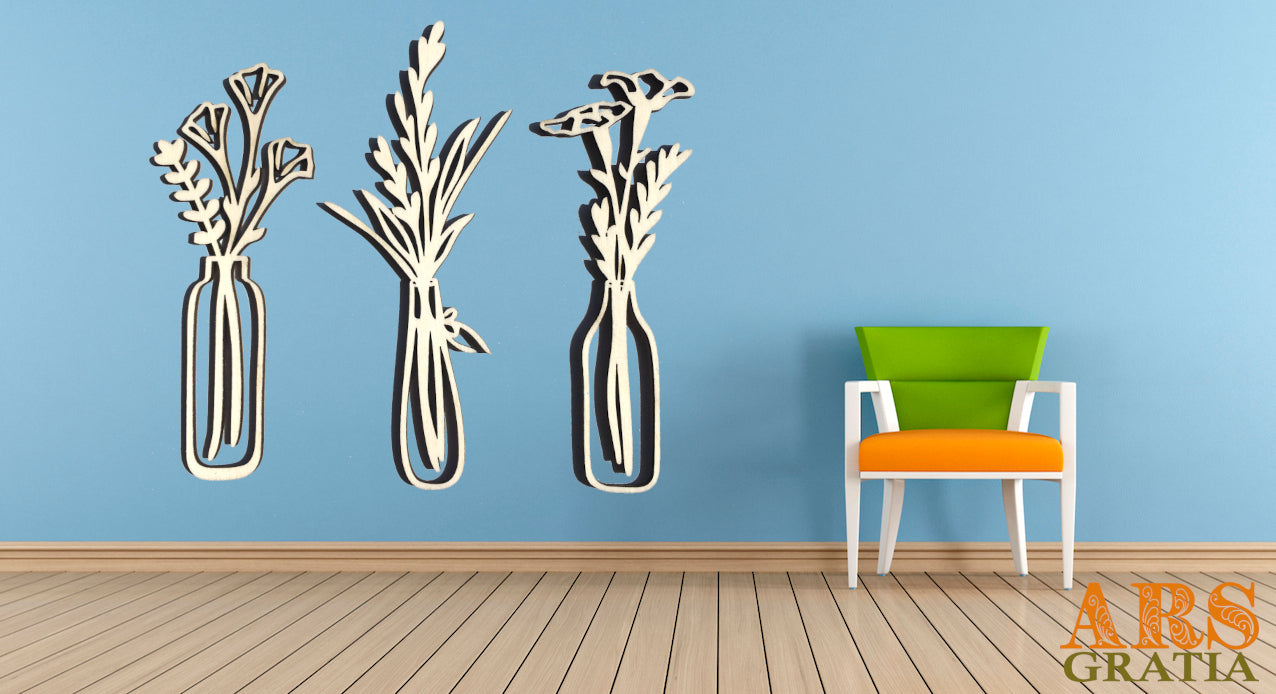 Maderas decorativas flores color natural, blanco negro verde azul gris naranja