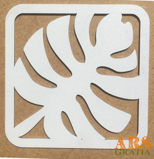 Decoración hoja de monsterra madera blanca