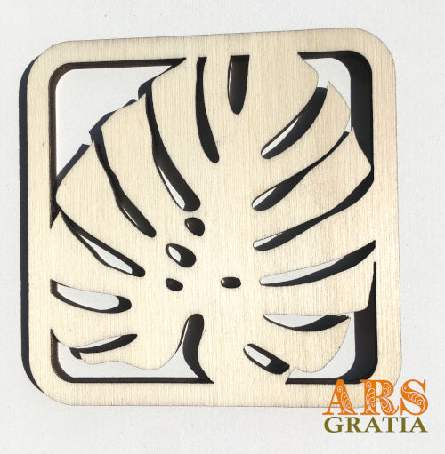 hoja de monstera de madera natural de chopo