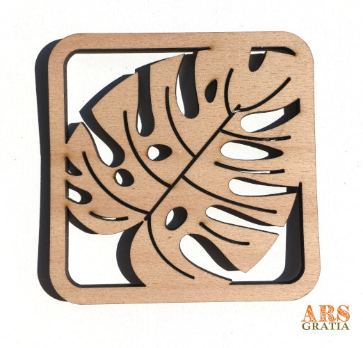 hoja de monstera de madera natural de haya