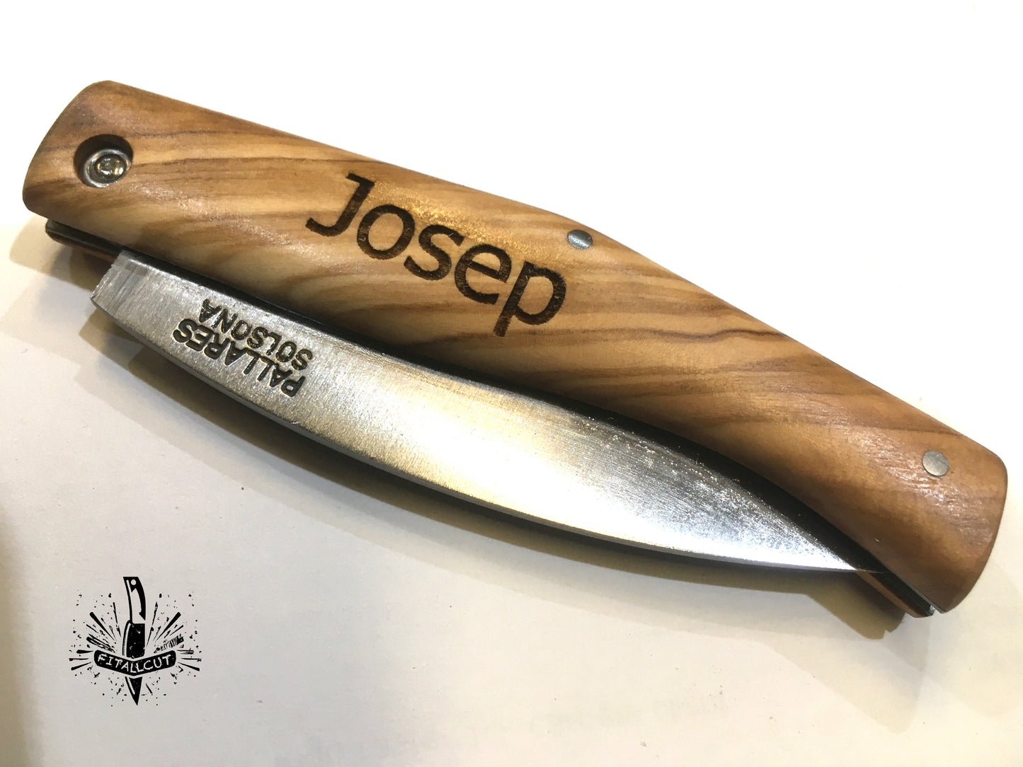 Cuchillo personalizados con mangos de boj encina olivo