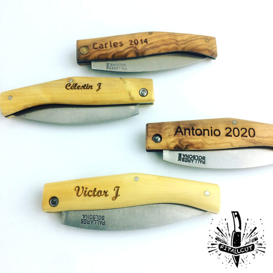 Cuchillos campo monte hongos personalizados mango de madera