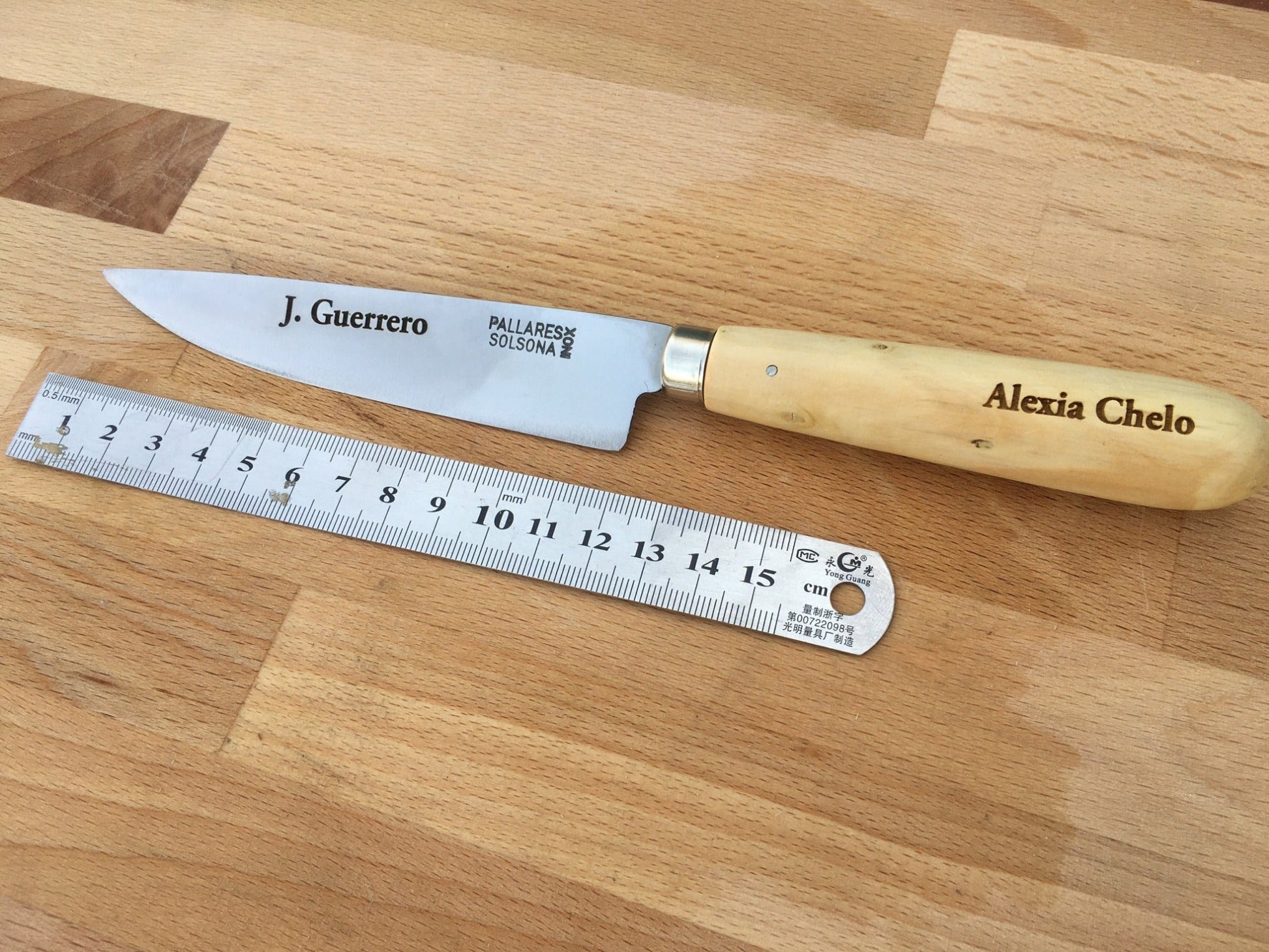 Navaja cuchillo cocina mango y hoja a personalizar