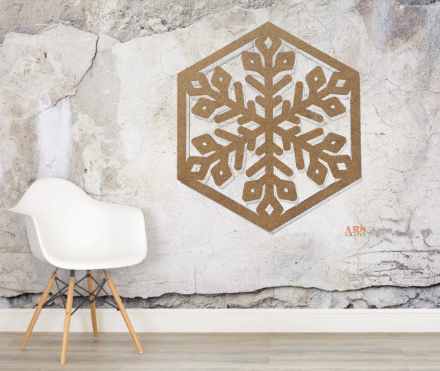 Adorno navideño copo de nieve decoración de pared en madera personalizable