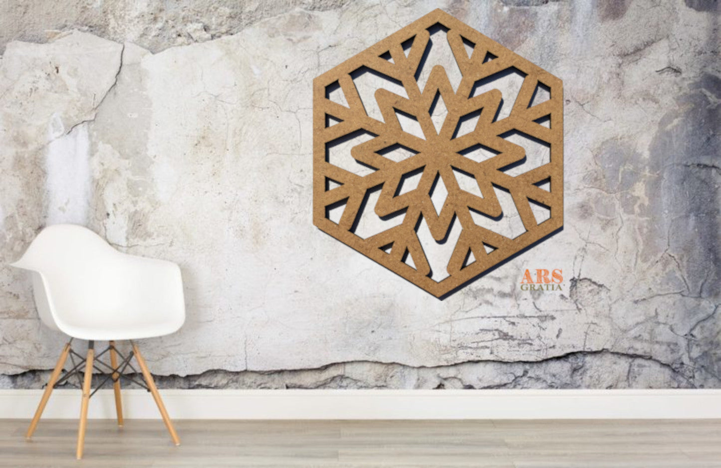 Adorno navideño copo de nieve decoración de pared en madera personalizable