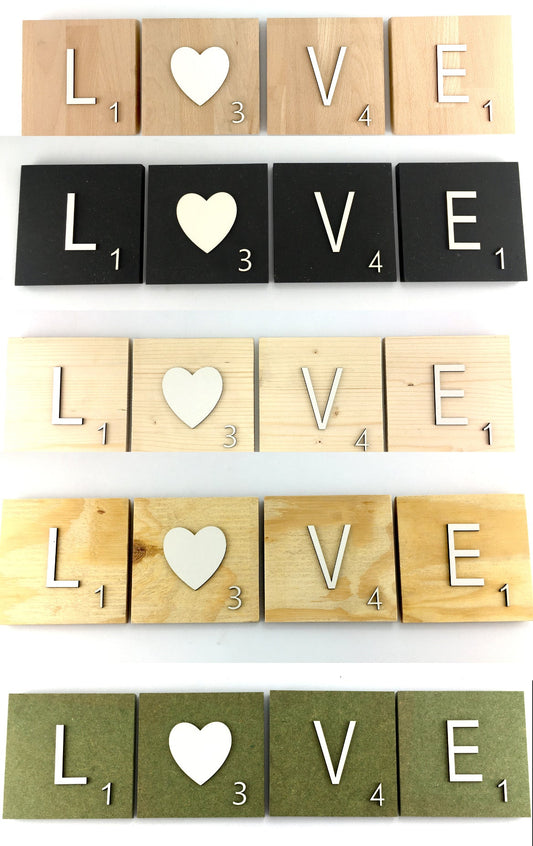 Letras decorativas Scrabble grandes de madera natural