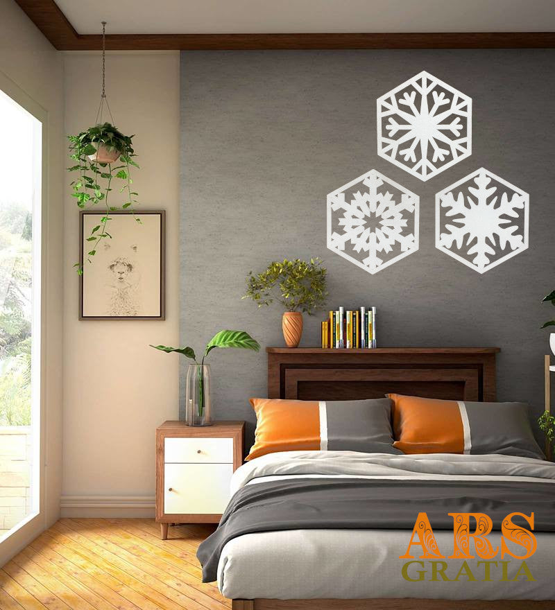 Copos de nieve de madera para decoración de pared