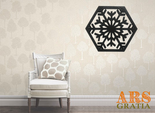 Adorno navideño copo de nieve decoración de pared en madera personalizable