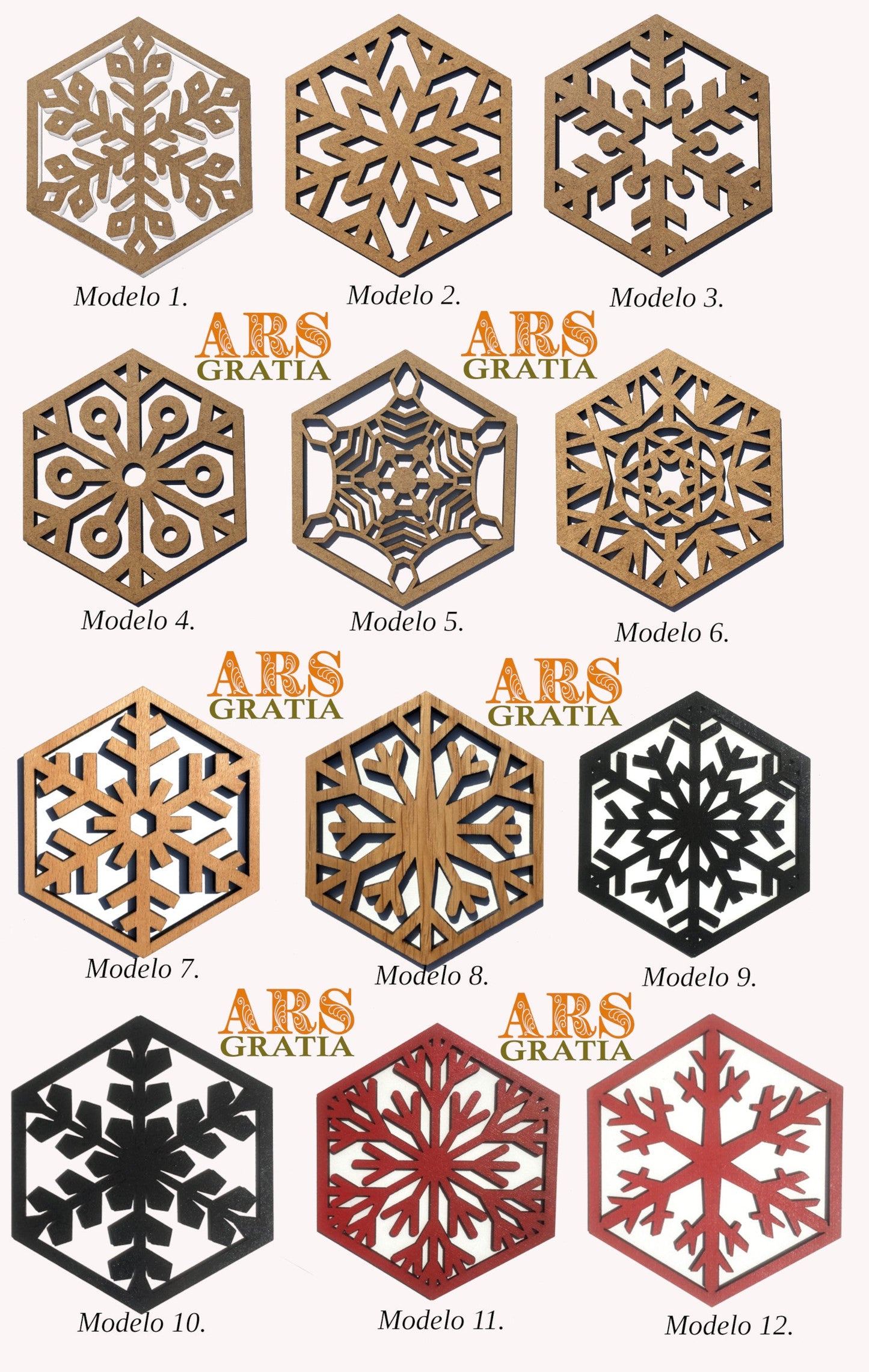 Adorno navideño copo de nieve decoración de pared en madera personalizable