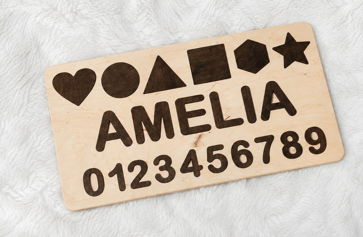 Puzle infantil educativo con nombre personalizado de madera para niño/niña