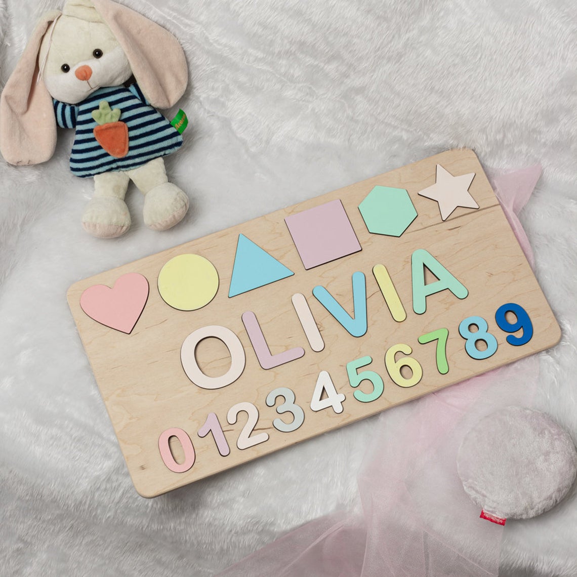 Puzzle infantil educativo con nombre personalizado de madera para niño/niña