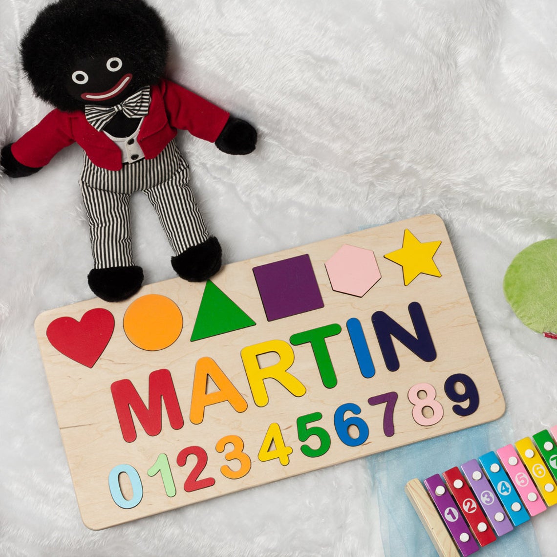 Puzzle infantil educativo con nombre personalizado de madera para niño/niña