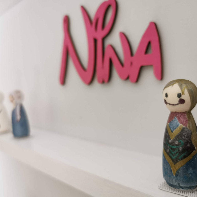 Nombre infantil personalizado de madera tipo "Disney" para bebes y niñas niños