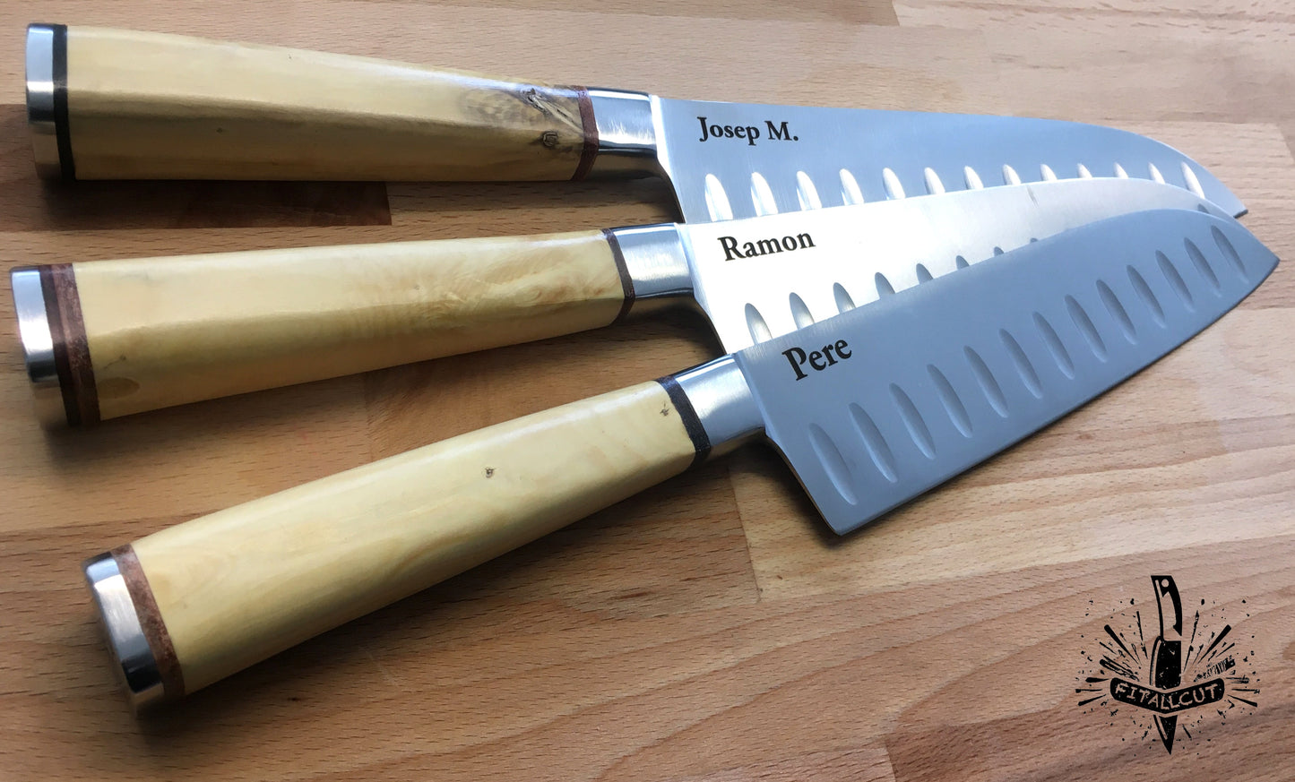 Cuchillo cocina personalizado Santoku de pallares solsona regalo ideal padre madre