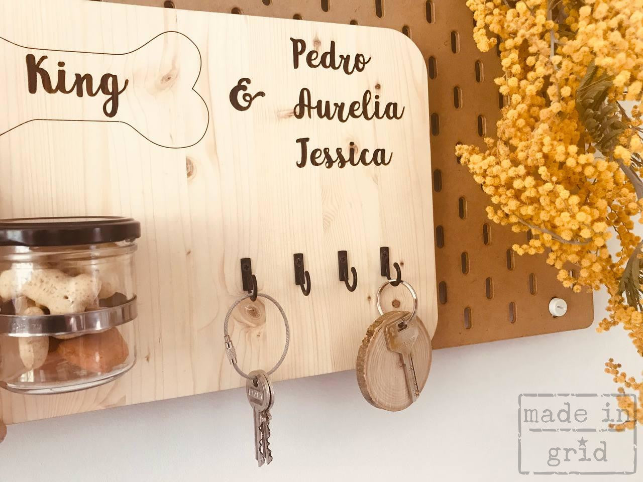 Llavero de pared de madera personalizado